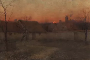 Country Cabins at Sunset by Frederick Judd Waugh Oil Painting