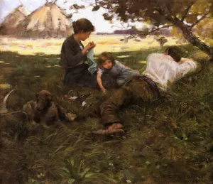 Family Resting Under a Tree Oil painting by Frederick Judd Waugh