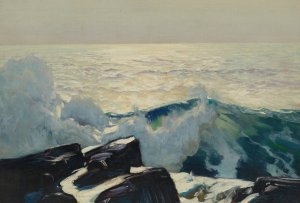 Rocky Coast And Sea by Frederick Judd Waugh Oil Painting