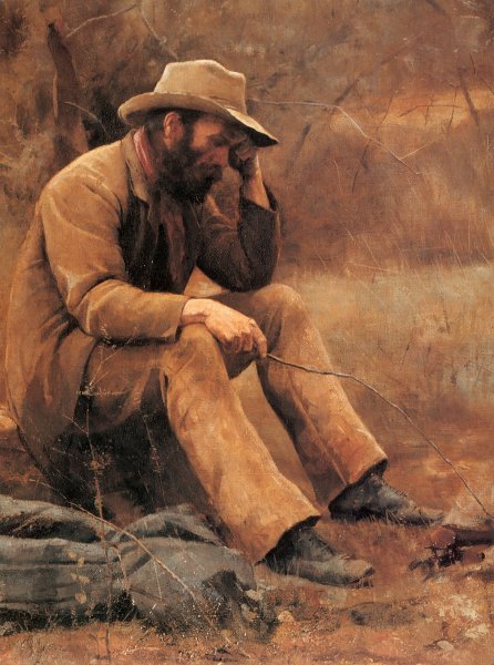 Main Product Photo of Down on His Luck Detail Painting by Frederick McCubbin