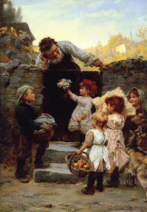 Grandfather's Birthday (also known as Grandpapa's Birthday) by Frederick Morgan Oil Painting
