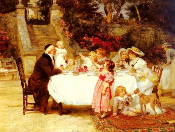 Main Product Photo of His First Birthday Painting by Frederick Morgan