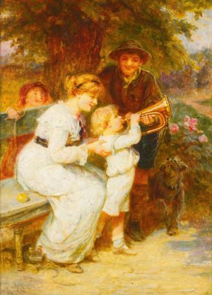 Learning To Play The Trumpet by Frederick Morgan Oil Painting