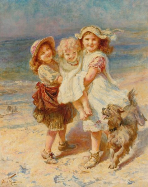 On the beach by Frederick Morgan - Hand-Painted Oil Painting Reproduction