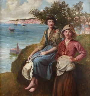 On the Cliffs by Frederick Morgan Oil Painting