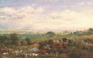 London from Islington Hill by Frederick Nash Oil Painting