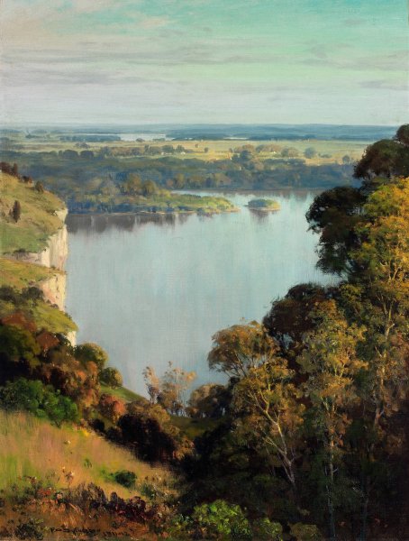 The River's Golden Dream  by Frederick Oakes Sylvester - Hand-Painted Oil Painting Reproduction