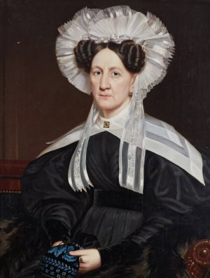 Portrait of a Lady in a Lace Cap, said to be a Wife of a Sea Captain by Frederick Randolph Spencer Oil Painting