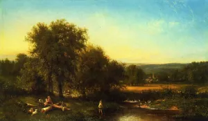 A Summer's Afternoon on Wappinger's Creek near Poughkeepsie by Frederick Rondel - Oil Painting Reproduction
