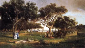 The Apple Pickers by Frederick Rondel Oil Painting