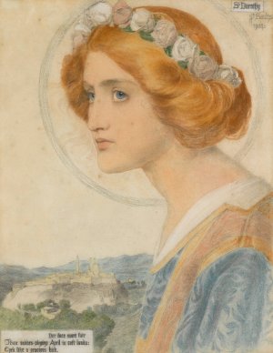 St. Dorothy by Frederick Sandys Oil Painting