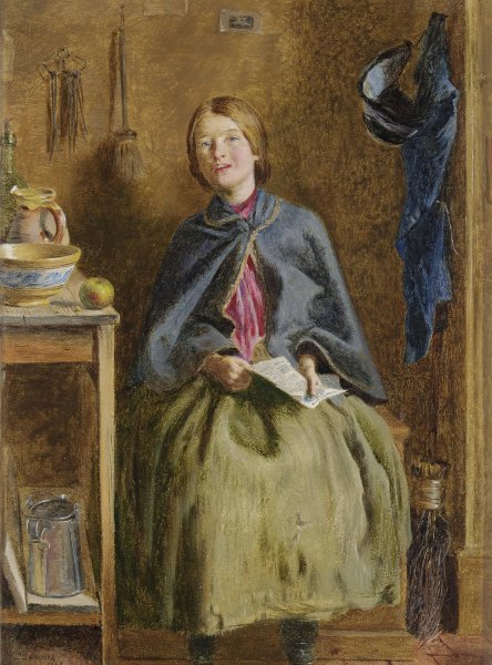 A Maid Learning To Read  by Frederick Smallfield - Hand-Painted Oil Painting Reproduction