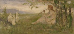 Girl With Rabbits by Frederick Stuart Church Oil Painting