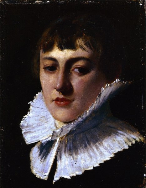 Girl with White Color by Frederick Warren Freer - Hand-Painted Oil Painting Reproduction