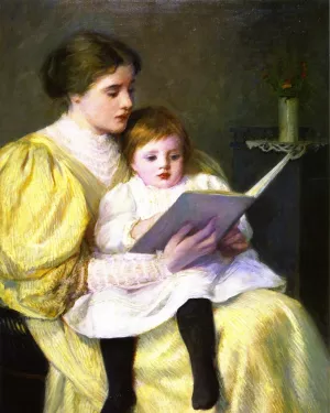 Mother and Child Reading also known as Nursery Rhymes painting by Frederick Warren Freer