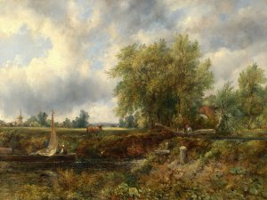 A Lock on the Stour by Frederick Waters Watts Oil Painting