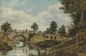 An Old Bridge at Hendon, Middlesex by Frederick Waters Watts Oil Painting