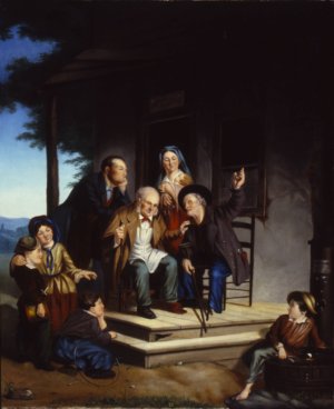 Discussion at the Continental Arms Oil painting by Frederick William Billing