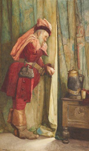 Falstaff; 'I will esconce me behind the Arras' by Frederick William Davis Oil Painting