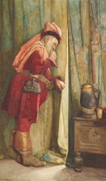 Falstaff; 'I will esconce me behind the Arras' by Frederick William Davis - Hand-Painted Oil Painting Reproduction