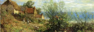Children Playing near a Cottage by Frederick William Jackson - Oil Painting Reproduction