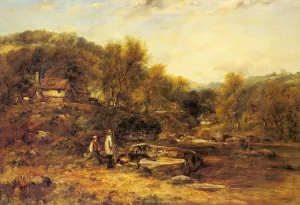 Anglers by a Stream by Frederick William Watts Oil Painting