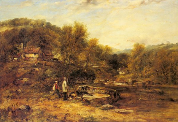 Main Product Photo of Anglers by a Stream Painting by Frederick William Watts