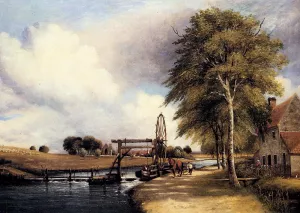 The Lock at Stanton on the Little Ouse in Norfolk by Frederick William Watts Oil Painting