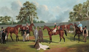 Group in the Dowling Forest Racecourse enclosure, Ballarat, 1863 by Frederick Woodhouse Oil Painting
