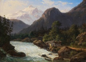Tiroler Berge by Frederik Christian Jakobsen Kiaerskou Oil Painting