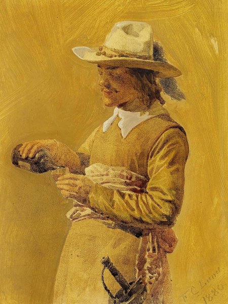 Main Product Photo of Musketer med flaske og glas  Painting by Frederik Christian Lund