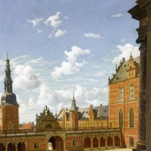 View of a Castle, Fredericksborg by Frederik Christian Lund Oil Painting