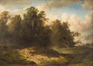 Two peasants resting in vast landscape Oil painting by Frederik Hendrik Hendriks
