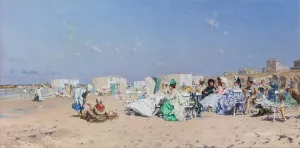 Beach At Scheveningen, Holland by Frederik Hendrik Kaemmerer Oil Painting