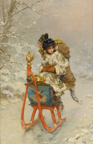 The Sleigh Ride Oil painting by Frederik Hendrik Kaemmerer