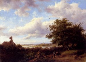 A Blustery Summer Landscape Oil painting by Frederik Marianus Kruseman