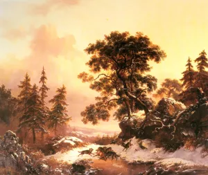 Wolves in a Winter Landscape painting by Frederik Marianus Kruseman