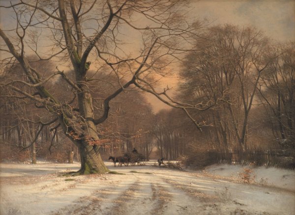 Vinterlandskab. Motiv fra Jaegersborg Dyrehave  by Frederik Rohde - Hand-Painted Oil Painting Reproduction