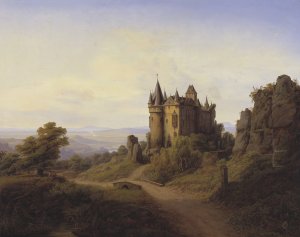 Slottet Buresheim ved Eifelfloden by Frederik Sodring Oil Painting