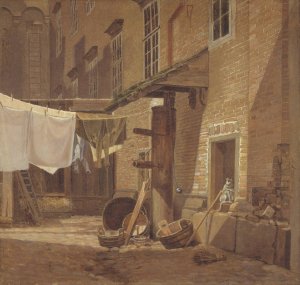 The Rear Courtyard of Charlottenborg Palace by Frederik Sodring Oil Painting