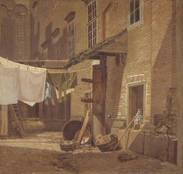 The Rear Courtyard of Charlottenborg Palace  by Frederik Sodring - Hand-Painted Oil Painting Reproduction