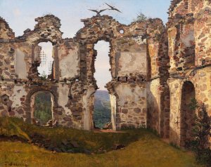 The Ruins of Brahehus near JOnkOping, Sweden. Study by Frederik Sodring Oil Painting