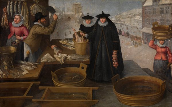 Fish Market by Frederik Van Valckenborch - Hand-Painted Oil Painting Reproduction