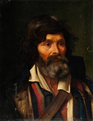 A grey-bearded Italian farmer by Frederik Vermehren Oil Painting
