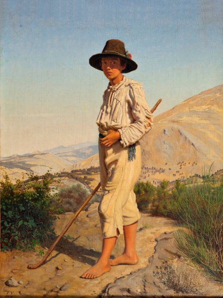Main Product Photo of An Italian shepherd boy  Painting by Frederik Vermehren