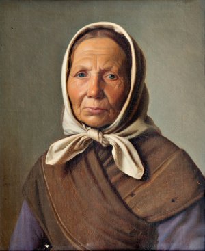 Fisherman's wife from Hornbaek by Frederik Vermehren Oil Painting