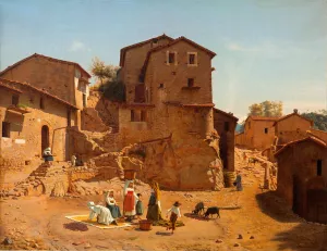 Street in Gerano in the Sabine Hills by Frederik Vermehren Oil Painting