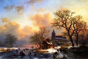 A Winter Landscape with Skaters on a Frozen River