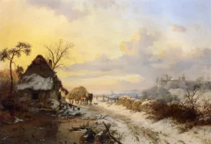 A Winter's Day by Frederk Marinus Kruseman Oil Painting