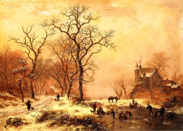 Main Product Photo of Ice Skating Painting by Frederk Marinus Kruseman